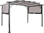 Sunnydaze Decor 9 X 12 FT Outdoor Arched Pergola With Retractable Canopy Gray