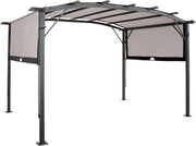 Sunnydaze Decor 9 X 12 FT Outdoor Arched Pergola With Retractable Canopy Gray