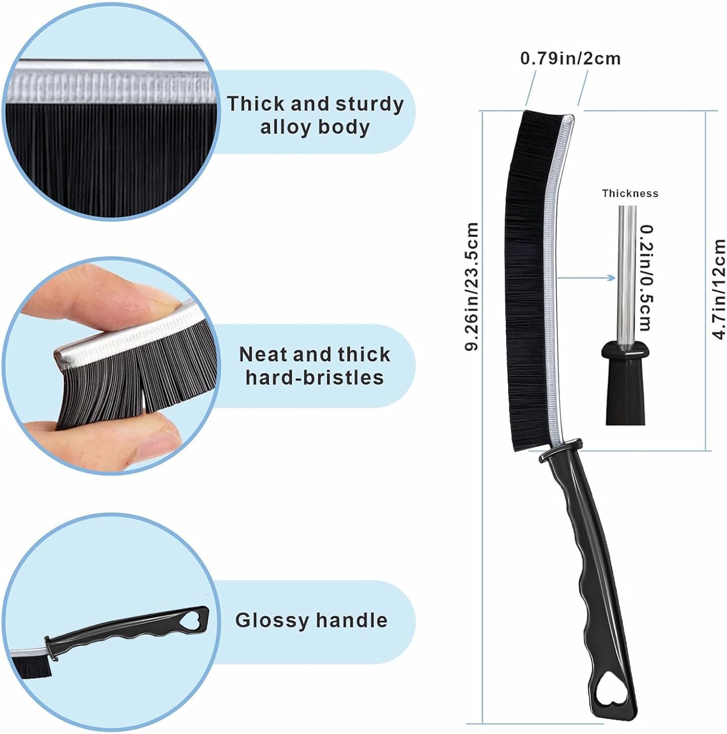 HOPAISH 5-Pack Grout Cleaning Brush Stiff Bristles Black