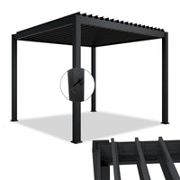 Juskys Lamellendach Tahiti 3x3 m - Stahl Pergola - Terrassenüberdachung stabil & wetterfest - Überdachung für Garten & Terrasse - Bausatz Anthrazit