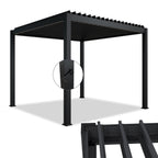 Juskys Lamellendach Tahiti 3x3 m - Stahl Pergola - Terrassenüberdachung stabil & wetterfest - Überdachung für Garten & Terrasse - Bausatz Anthrazit