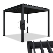 Juskys Lamellendach Tahiti 3x3 m - Stahl Pergola - Terrassenüberdachung stabil & wetterfest - Überdachung für Garten & Terrasse - Bausatz Anthrazit