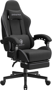 Dowinx Gaming Chair with Pocket Spring Cushion Massage Ergonomic Footrest Black