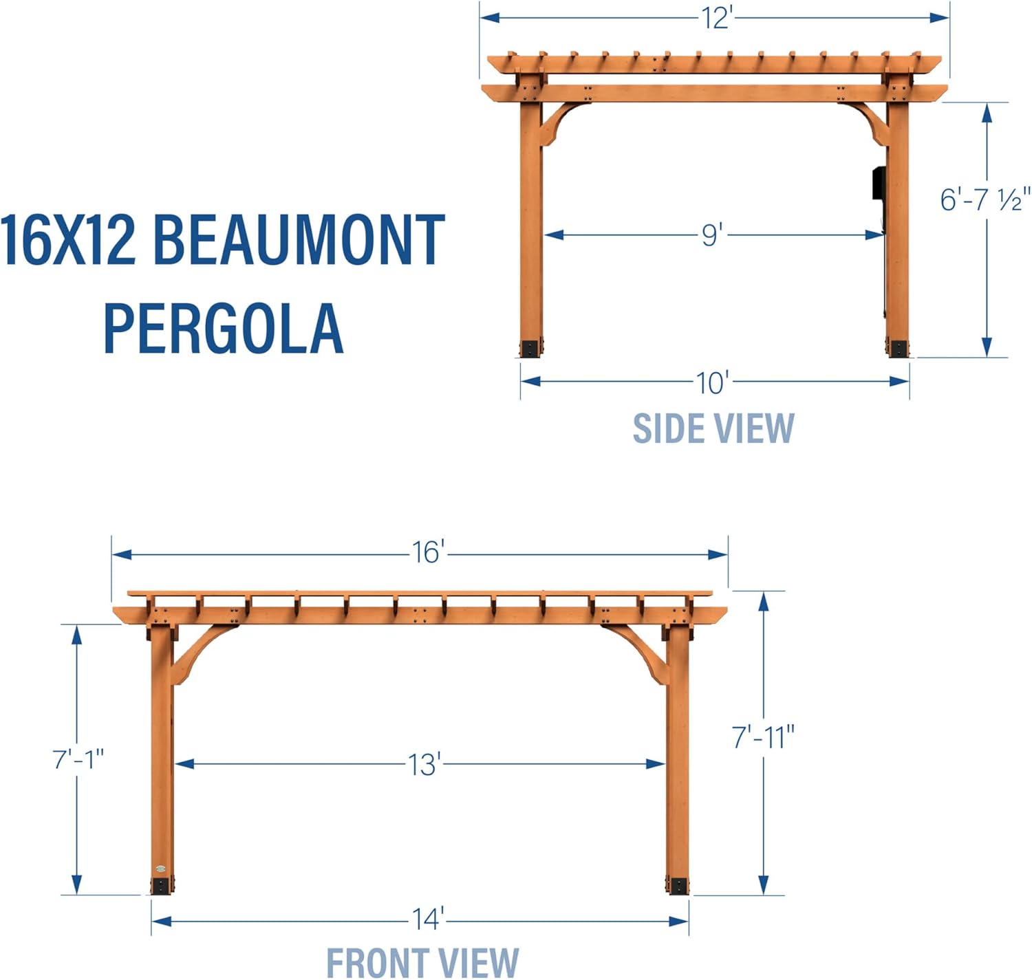 Backyard Discovery Beaumont 16x12 Ft Cedar Pergola Kit Bungee Cords