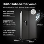 Haier Side-by-Side Kühl Gefrierkombination HSW79F18DIPT I Side by Side Kühlschrank mit Eiswürfelspender, Total No Frost, Wi-Fi & App I 177,5 x 90,5 x 72,6 cm I 601 L Nutzinhalt & Festwasseranschluss