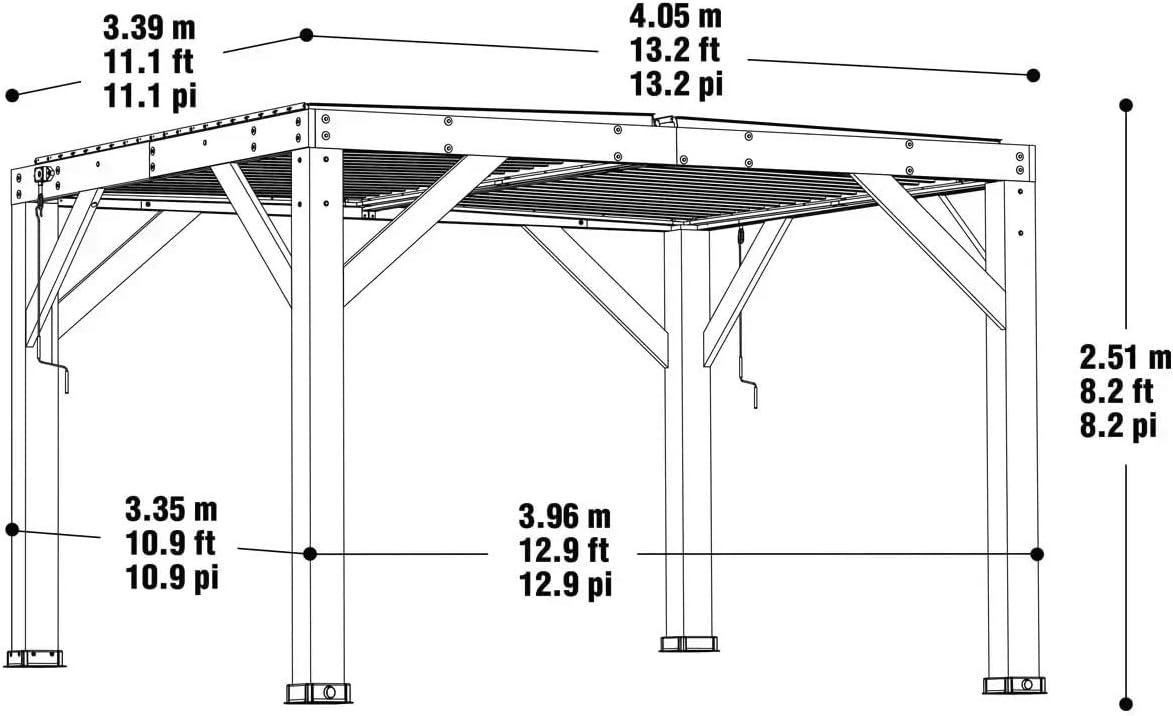 Yardistry 11ft x 13ft Wooden Louvered Pergola With Aluminium Roof