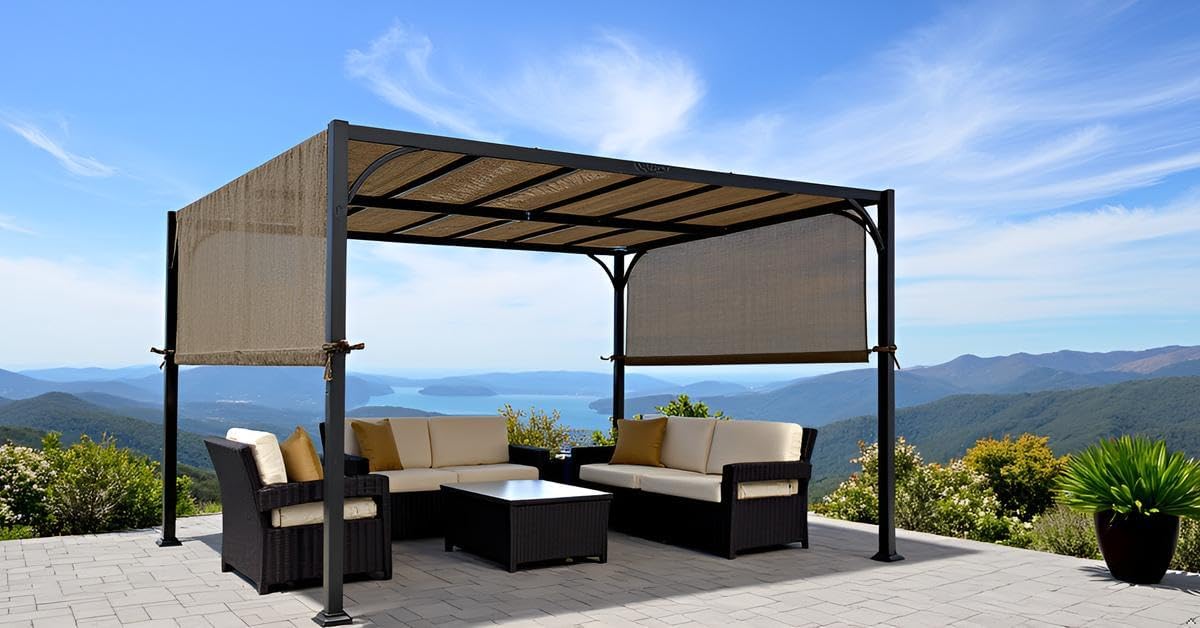 ALISUN Universal Pergola Canopy Top 196x88in Brown