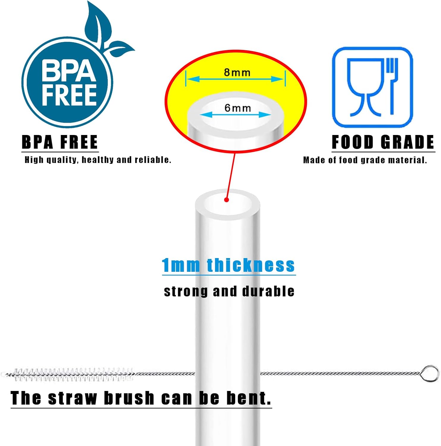 Ouharty Replacement Straws for Hydro Flask Wide-Mouth with Straw Brush