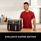 Ninja Foodi MAX Dual Zone Heißluftfritteuse [AF400EUCP] Amazon Exclusive, ‎2470 Watt , 9,5 L, 2 Heißluft-Frittierfächer, 6 Funktionen, 27 x 41.5 x 32.5 cm, Kupfer/Schwarz