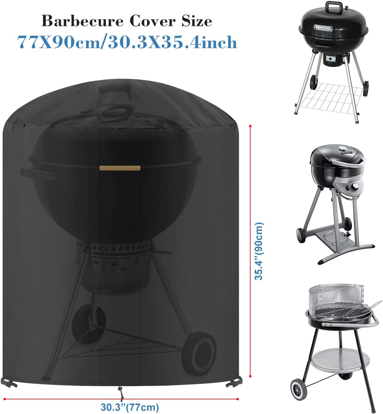 VANSHEIM Round Gas Grill Cover Weatherproof Waterproof UV Resistant