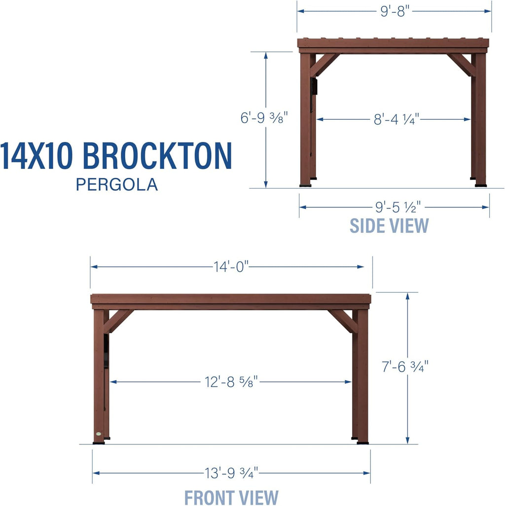 Backyard Discovery Brockton 14x10 Cedar Pergola with PowerPort and Bungee Cords