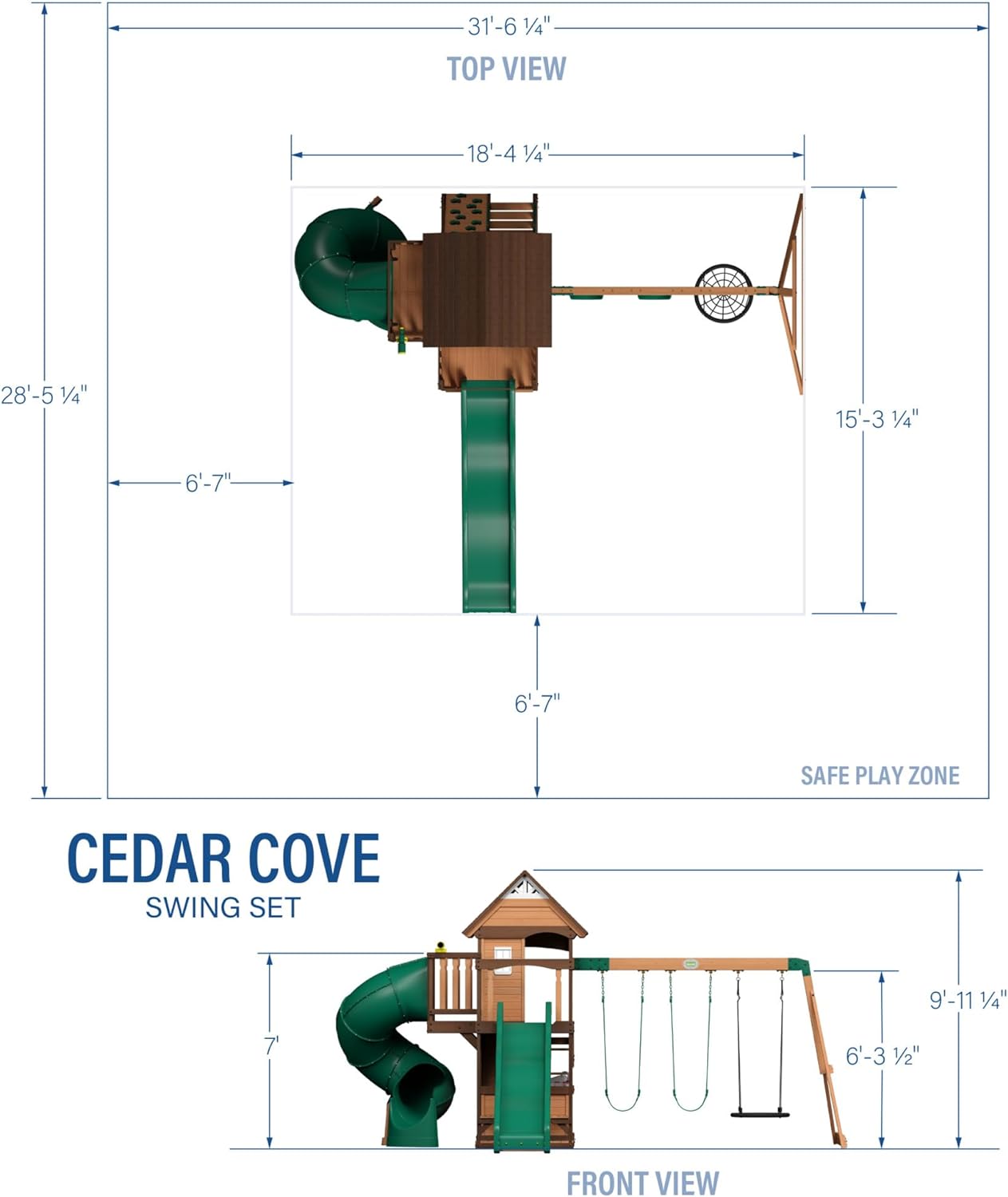 Backyard Discovery Cedar Cove Wood Swing Set With 2 Slides