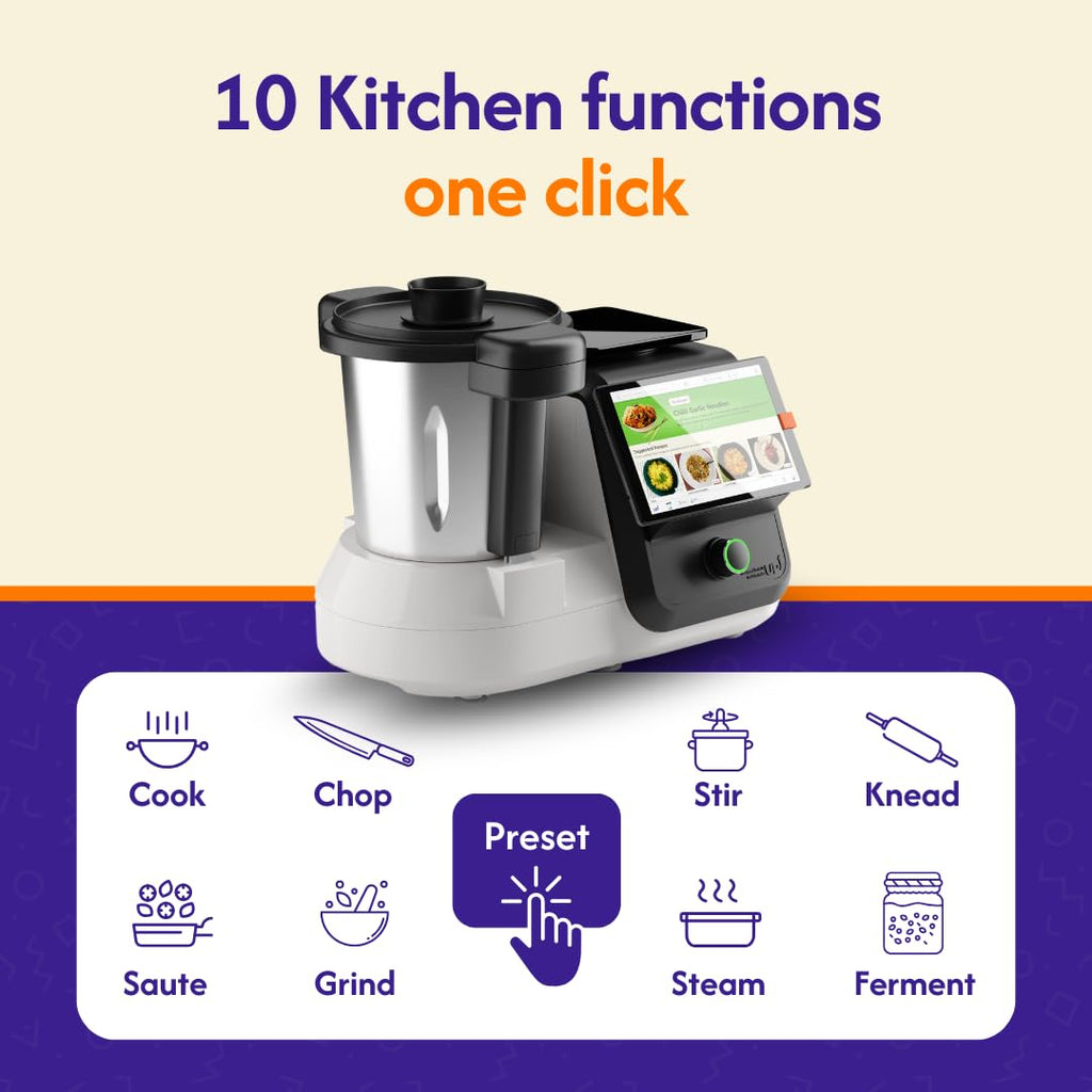 upliance Smart Cooking Companion | Cooks 750+ Recipes: Pav Bhaji, Pasta, Soup, Kadhai Paneer & More | 10 Preparation Modes | AI-Powered | Built-In Weighing Scale | Phone App | WiFi
