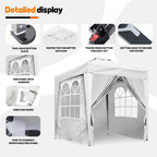 SANHENG Pop-Up-Pavillon, Pop-Up-Zelt mit Gewichten, vollständig wasserdicht, Allwetter-Pavillon, ideal für Outdoor, Party, Camping, 2 x 2 m, Weiß