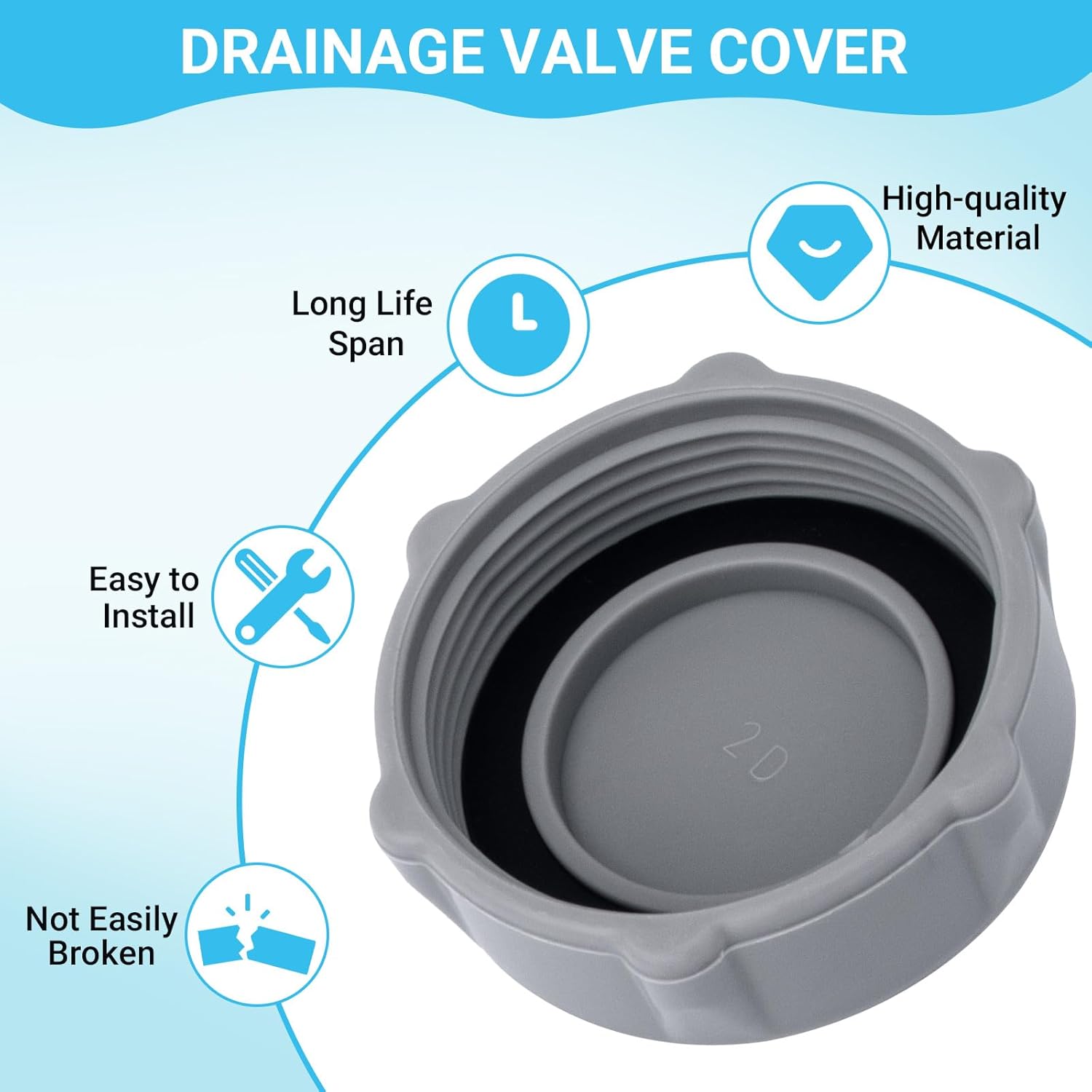 GJK P01006 Replacement Drain Valve Cap for Coleman Above Ground Pool Grey