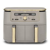 Ninja Dual Zone Digital Air Fryer, 2 Schubladen, 6-in-1, Heißluftfritteuse, 9,5L, Heißluft-Frittieren, Max Crisp, Rösten, Backen, Aufwärmen, Spülmaschinenfeste Körbe, Stone/Gold DZ400EUSTGD