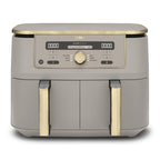 Ninja Dual Zone Digital Air Fryer, 2 Schubladen, 6-in-1, Heißluftfritteuse, 9,5L, Heißluft-Frittieren, Max Crisp, Rösten, Backen, Aufwärmen, Spülmaschinenfeste Körbe, Stone/Gold DZ400EUSTGD