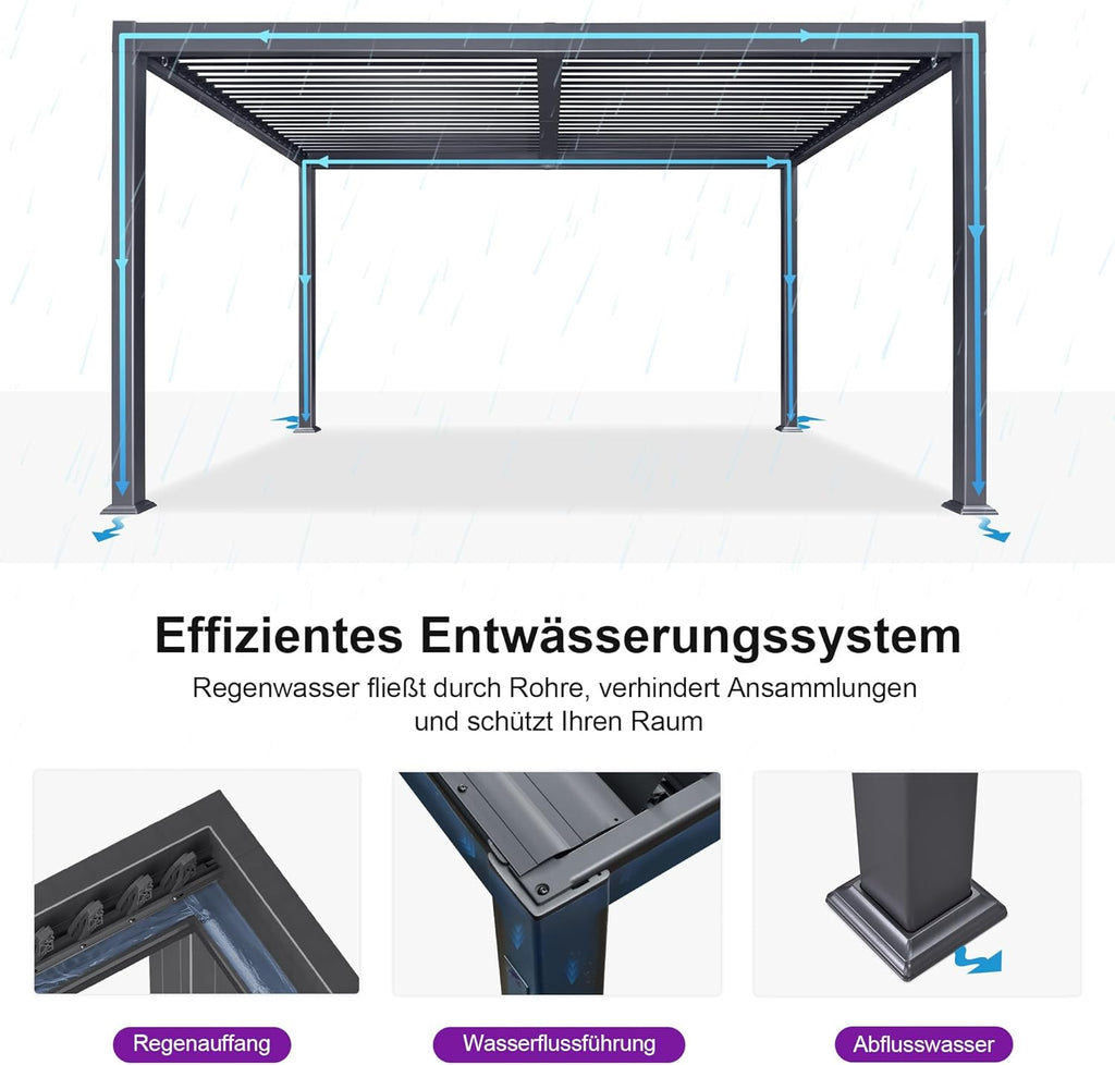 PURPLE LEAF Adjustable Louvered Roof Pergola