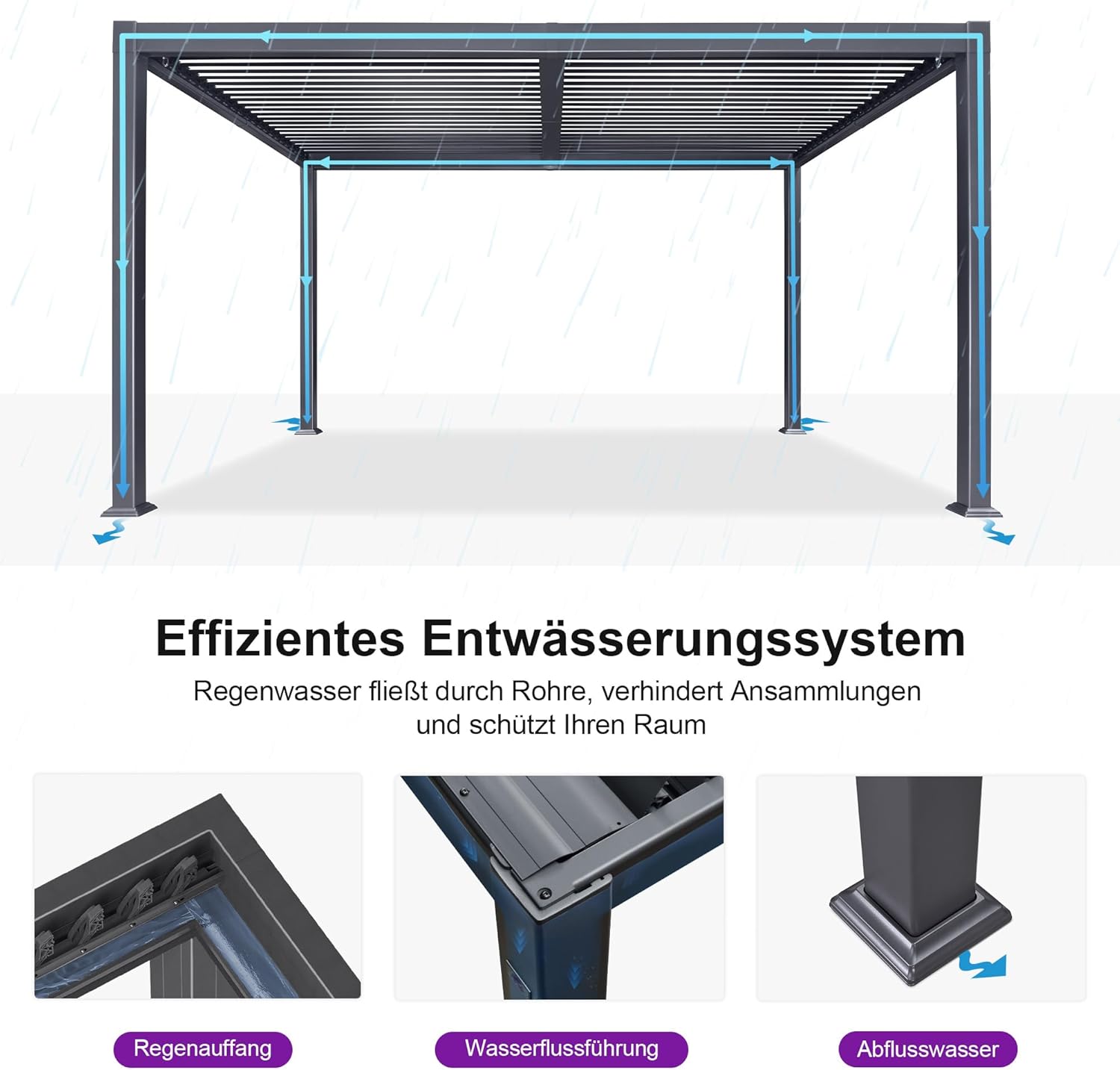 PURPLE LEAF Adjustable Louvered Roof Pergola