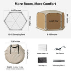 EAST OAK 12×12 FT Pop Up Canopy Tent with Mesh | Outdoor Screen House with 6 Sunshades | Instant Canopy with Portable Carry Bag | Gazebo Tent for Camping, Patio, and Beach | Beige