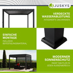 Juskys Lamellendach Tahiti 3x3 m - Stahl Pergola - Terrassenüberdachung stabil & wetterfest - Überdachung für Garten & Terrasse - Bausatz Anthrazit