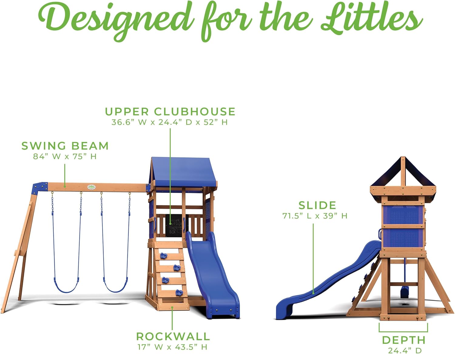 Backyard Discovery Aurora Wooden Playhouse Swing Set with Slide