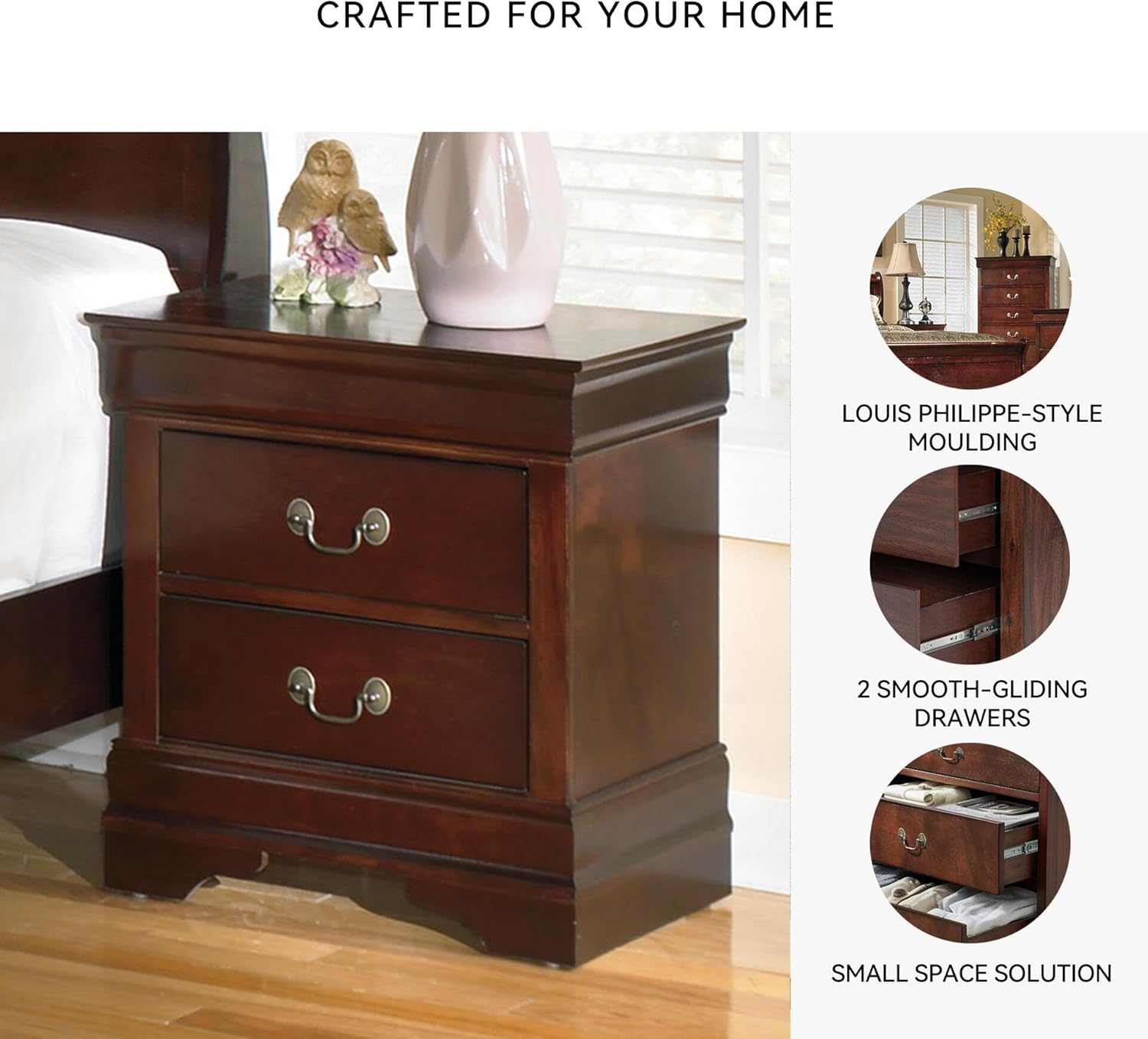 Signature Design by Ashley Alisdair Traditional 2 Drawer Nightstand Dark Brown