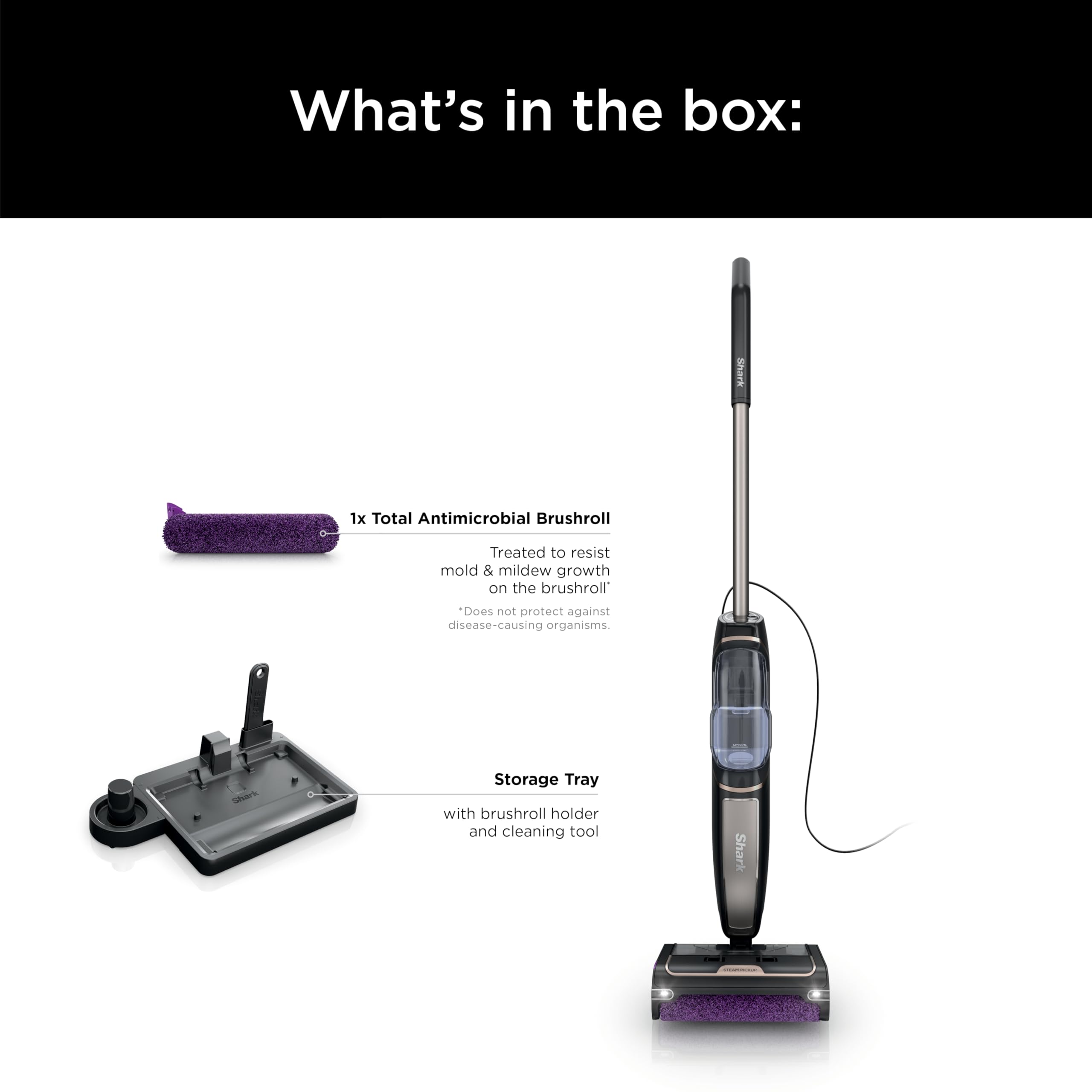 Shark Steam Pickup Lightweight 3-in-1 Steam Mop Cleaner Picks Up Debris, Deep Scrubs & Steam Sanitizes - All At Once for Home with Sealed Hard Floors like Hardwood, Tile & Laminate, SD201