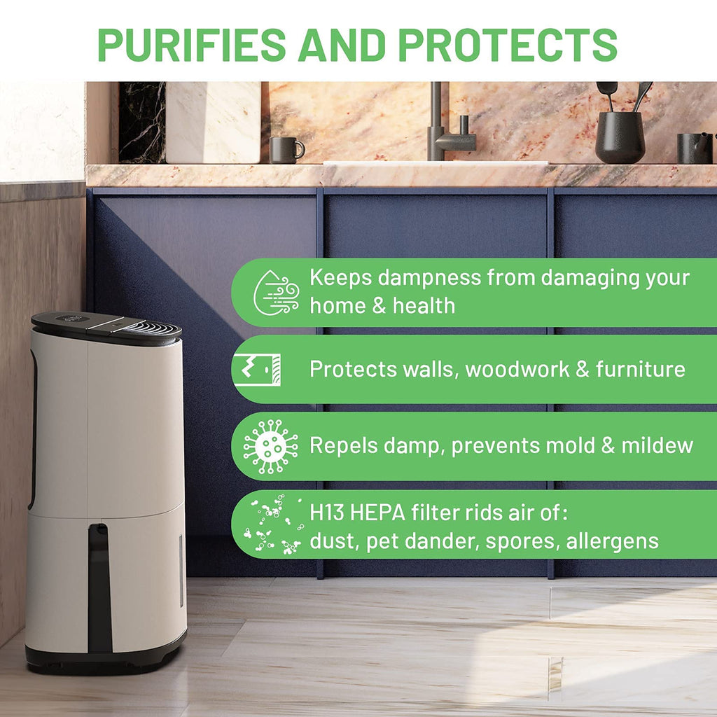 MeacoDry Arete® One 12L dual Dehumidifier & HEPA air purifier for regular sized homes - prevents damp and condensation - ultra-quiet - low energy laundry mode- night mode - five year warranty