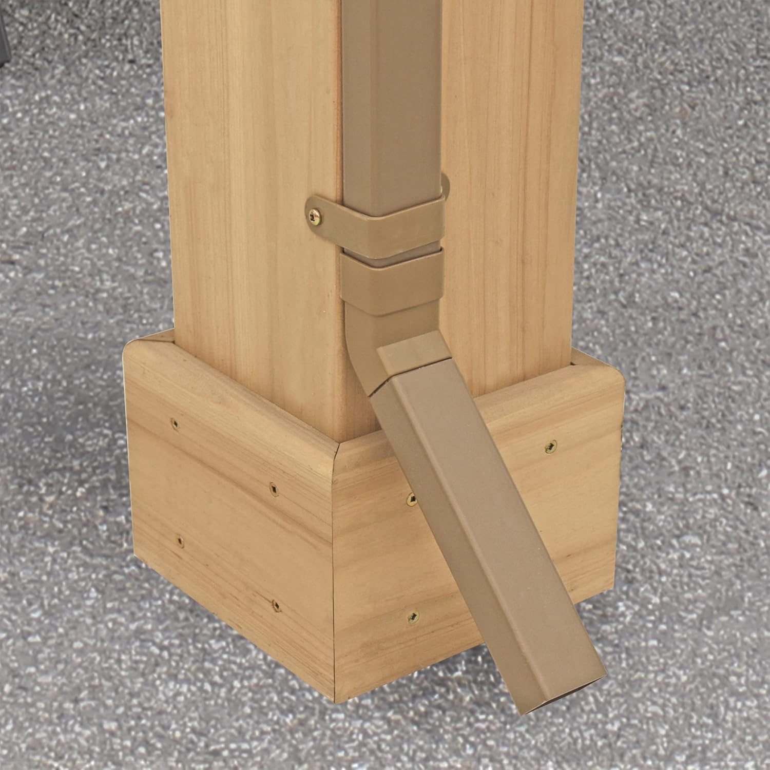 Yardistry 12 X 14 Meridian Gazebo Rain Gutter Kit 4 Down Spouts Brown