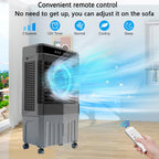 Tragbare Klimaanlage, Verdunstungsluftkühler mit 3 Geschwindigkeiten und 3 Modi, 12-Stunden-Timer, 45-l-Wassertank, Ferngesteuerter Kühlventilator mit 120°-Oszillation, kein Schlauch erforde