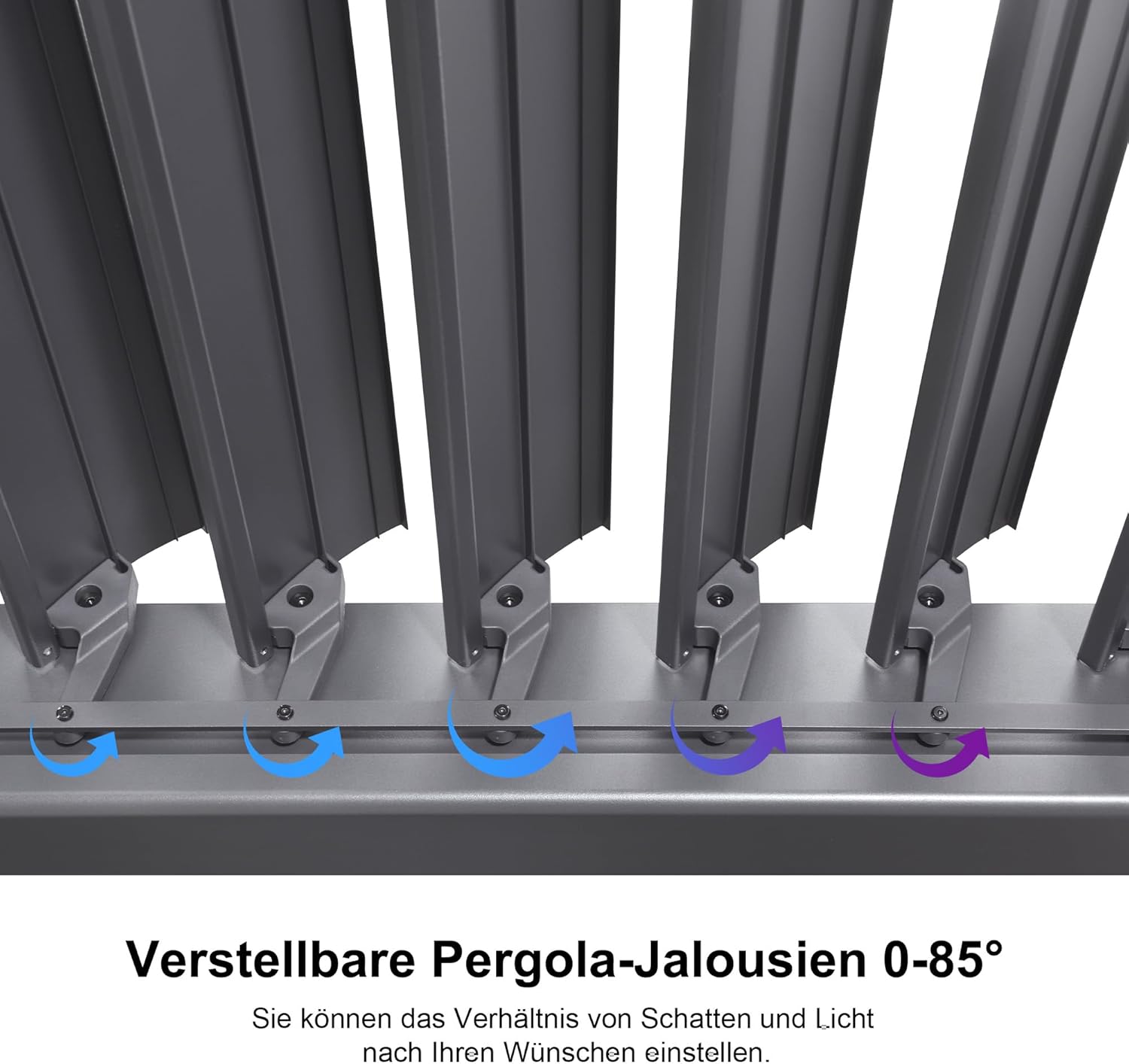 PURPLE LEAF 3.5x6.25m Freestanding Aluminum Pergola Adjustable Slat Roof Grey