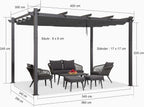 PURPLE LEAF 3 x 4m Aluminium Pergola Pavilion Grey