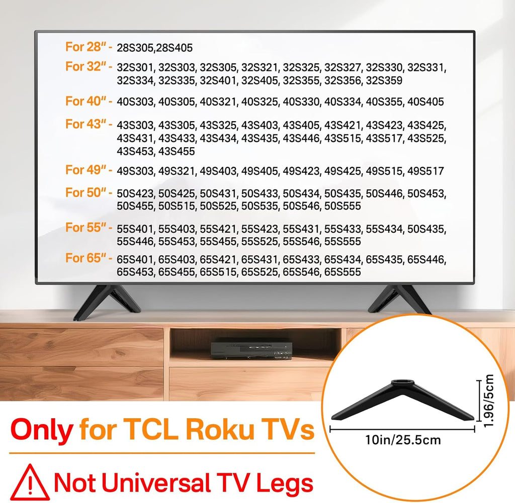 Chunxiao TV Stand Legs Replacement for TCL Roku TV Black