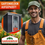GARDEBRUK® L Metall Gerätehaus 2m² mit Fundament 200x125x180cm 2 Fenster Anthrazit Geräteschuppen Gartenhaus 4m³