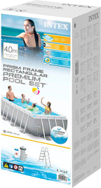 Intex Prism Frame Rectangular Above Ground Pool Set 13ft x 6.6ft x 3.3ft Gray