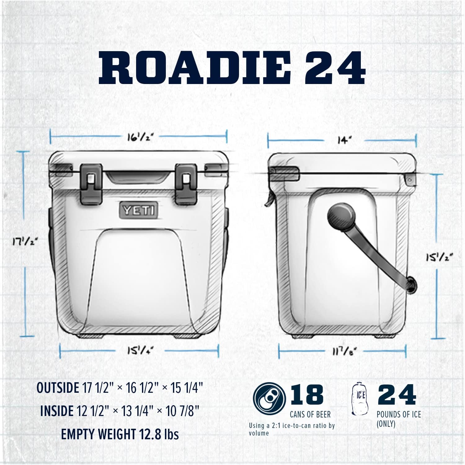 YETI Roadie 24 Hard Cooler 18 Can Capacity Green