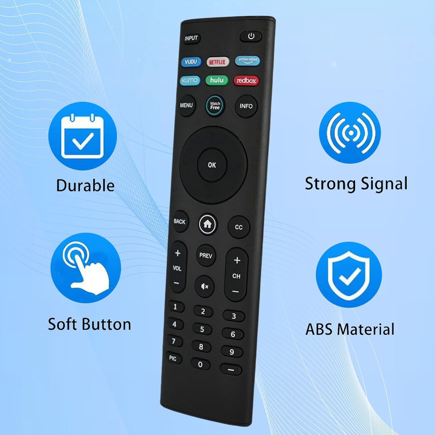 Kassionel XRT-140 Replacement Remote for Vizio Smart TV Black