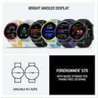Garmin® Forerunner® 570, 47mm, Advanced GPS Running and Triathlon Smartwatch, AMOLED Display, Training and Recovery Features, Amp Yellow Aluminum with Translucent Whitestone/Turquoise Band