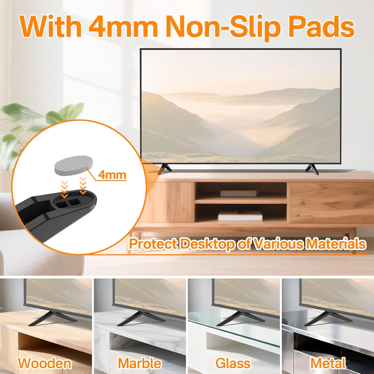 Chunxiao TV Stand Legs Replacement for TCL Roku TV Black