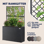 Casaria® Blumenkasten Rankgitter 3 Innentöpfe Polyrattangeflecht Rankhilfe Blumentopf Rattanoptik Pflanzkasten Schwarz