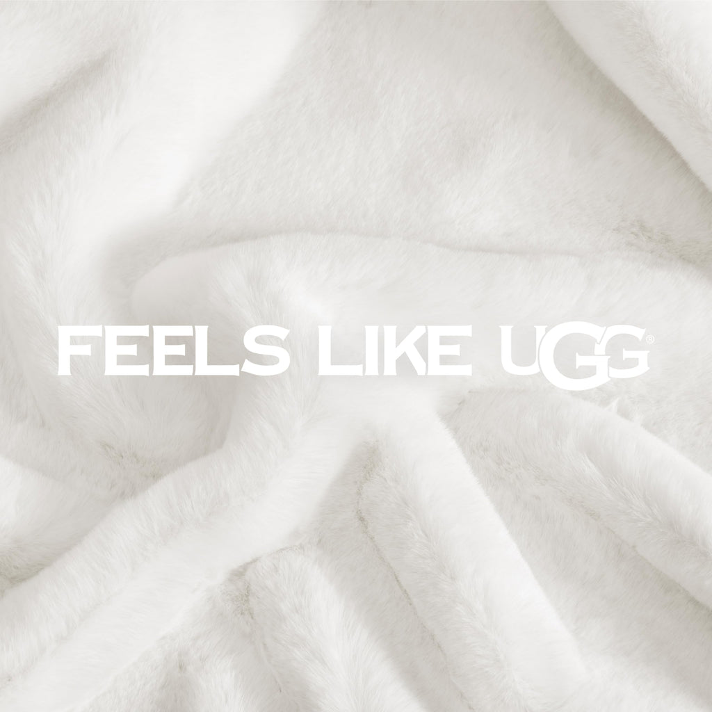 UGG Euphoria Plush Faux Fur Throw Blanket, Warm Fluffy Throw for Couch or Bed, Luxury Bedroom Decor, Christmas Fluffy Blankets, Machine Washable, 50-inch x 70-inch, White Snow