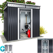 GARDEBRUK® L Metall Gerätehaus 2m² mit Fundament 200x125x180cm 2 Fenster Anthrazit Geräteschuppen Gartenhaus 4m³