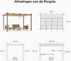PURPLE LEAF Wood Look Aluminium Pergola 3 x 4m Sliding Roof Gazebo Beige
