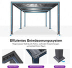 PURPLE LEAF 3.5x6.25m Freestanding Aluminum Pergola Adjustable Slat Roof Grey