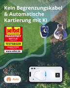 Navimow i105E Mähroboter ohne Begrenzungskabel, Empf. 500 m², Max. 600 m², RTK+Vision Rasenmäher Roboter Testsieger, Igelschutz Rasenroboter, KI Auto Kartierung