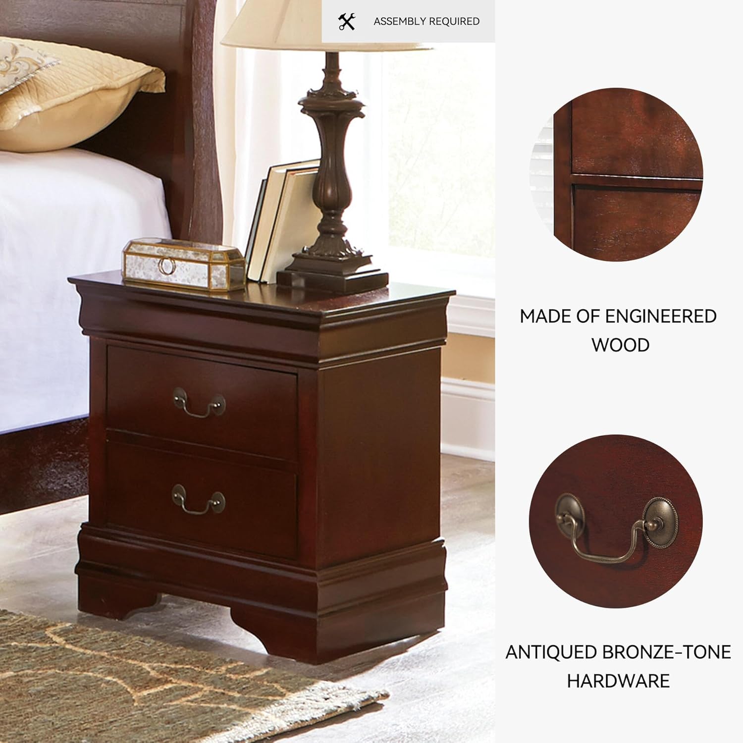 Signature Design by Ashley Alisdair Traditional 2 Drawer Nightstand Dark Brown