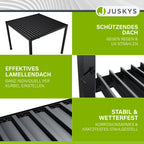 Juskys Lamellendach Tahiti 3x3 m - Stahl Pergola - Terrassenüberdachung stabil & wetterfest - Überdachung für Garten & Terrasse - Bausatz Anthrazit