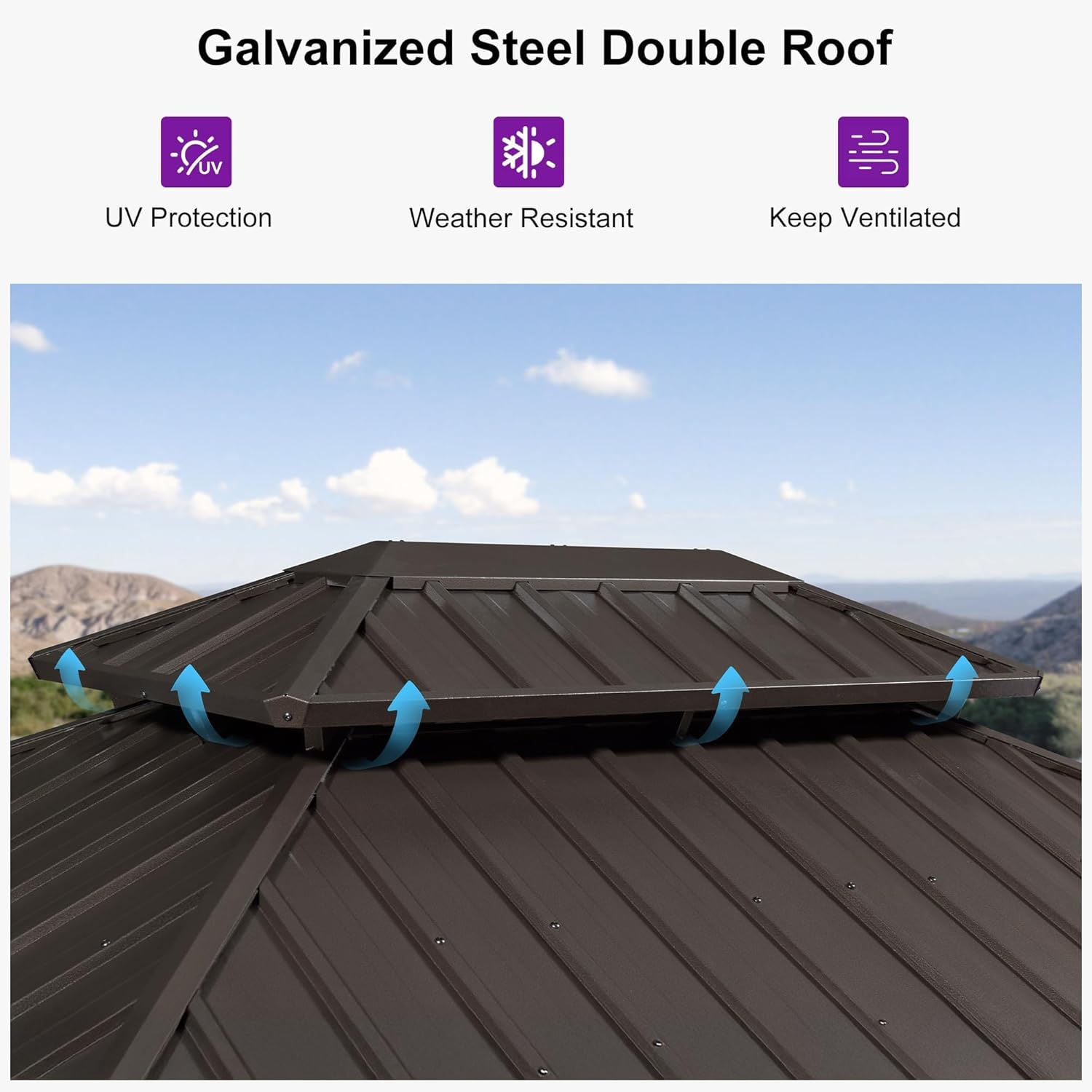 PURPLE LEAF 8 X 10 Ft Hardtop Gazebo LED Bronze