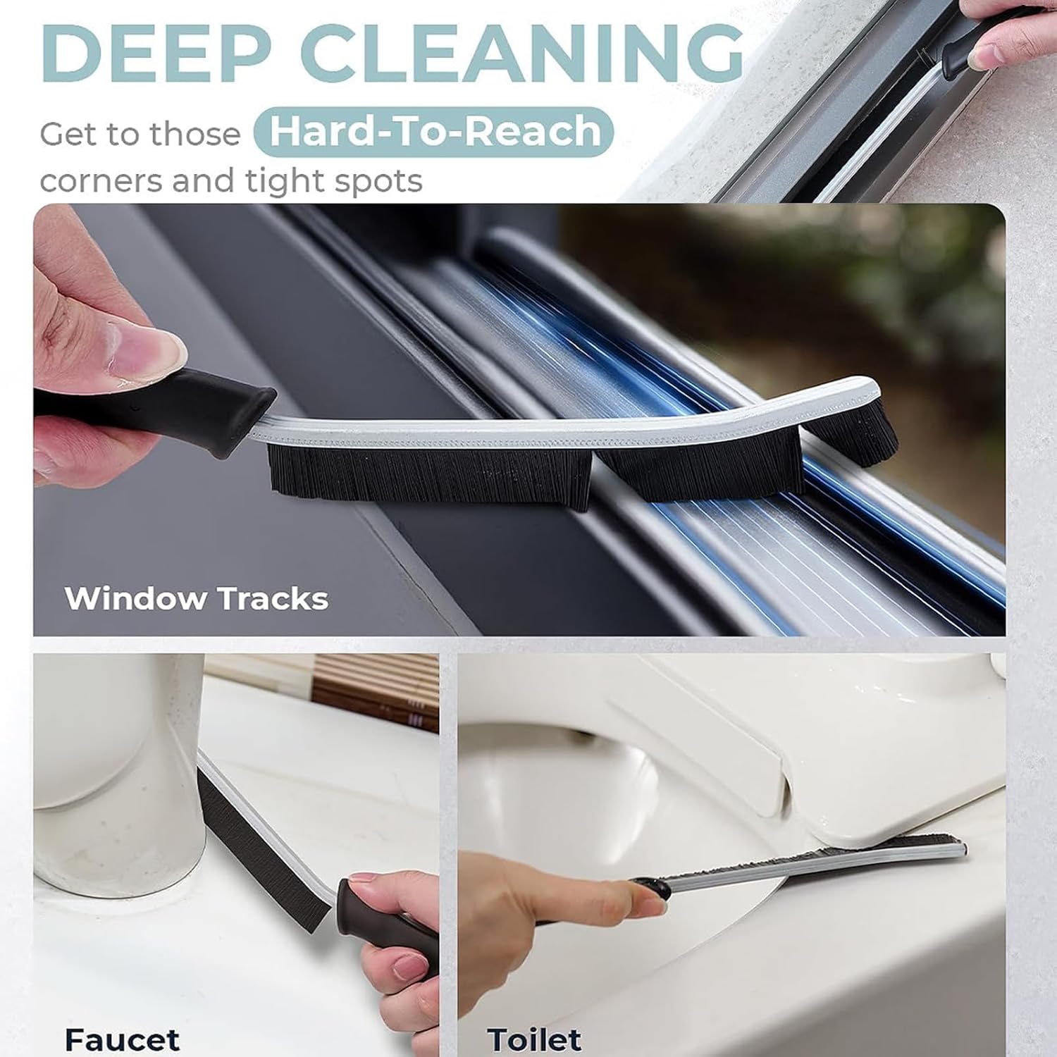 HOPAISH 5-Pack Grout Cleaning Brush Stiff Bristles Black